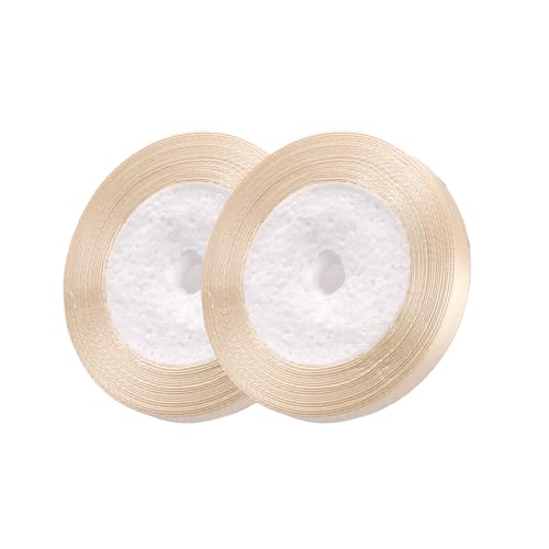 Leliafleury 2 Rollen Polyester-Satinband, 1 cm x 22 m, doppelseitig, Seidenbänder, Satinband, für Bastelarbeiten, Geschenkverpackungen, Beige von Leliafleury