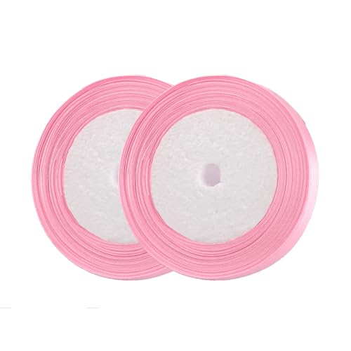 Leliafleury 2 Rollen Polyester-Satinband, 1 cm x 22 m, doppelseitig, Seidenbänder, Satinband, für Bastelarbeiten, Geschenkverpackungen, Rosa von Leliafleury