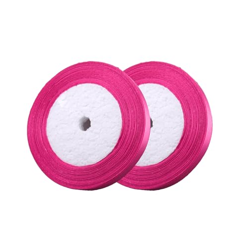 Leliafleury 2 Rollen Polyester-Satinband, 1 cm x 22 m, doppelseitig, Seidenbänder, Satinband, für Bastelarbeiten, Geschenkverpackungen, Rose von Leliafleury