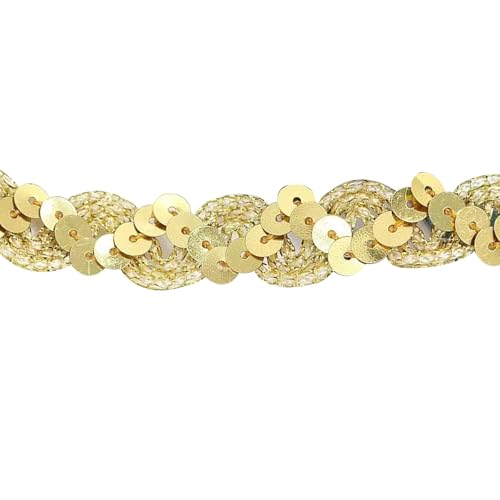 Pailletten-Bordüre, 15 mm x 13 m, Glitzer-Pailletten-Bordüre, Metallic-Pailletten-Bordüre, für Bastelarbeiten, Nähen, Gold von Leliafleury