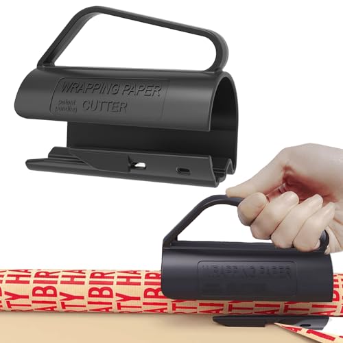 Geschenkpapier Rollenschneider mit Griff für Rollen Weihnacht Geschenkpapier Cutter Wrapping Paper Cutter für Weihnachten Geburtstag, Black von Lelinne