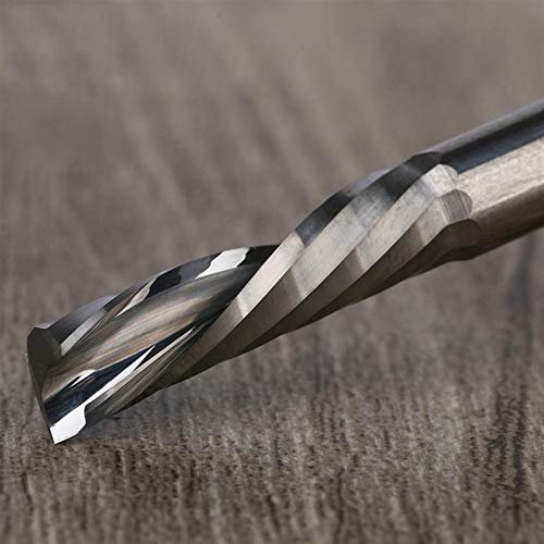 Leloo Lcuihong-Shank 2 STÜCK CNC-Endmühle-Hartmetall-Fräser, Schaft 3.175 4 5 6mm Linke Spiralfräser Down Cut 1 Flötenrouter-Bit, Glatt scharf (Dimensions : 3.175 x 2 x 12) von Leloo