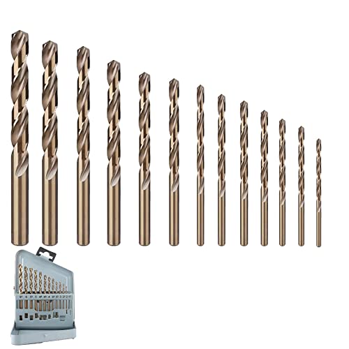 Edelstahl Bohrer HSS Kobalt Cobalt (1,5mm-6.5mm) kobalttitanbeschichtetes Bohrer-Set für gehärtetes Metall, Edelstahl, Gusseisen und Holzkunststoff mit Metall-Bit-Organizer von Lelukee