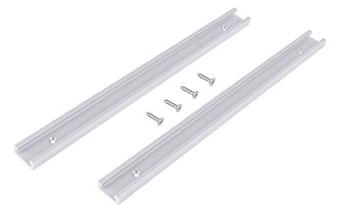 2 Pack T Track,300mm Aluminum Alloy Universal T-Slot Track with Predrilled Mounting Holes,with Self-taping Screws,Suitable for Building JIgs and Fixtures von Lelukee