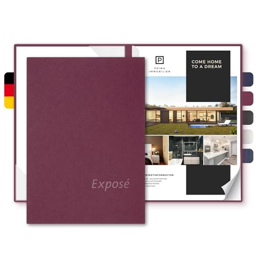 Exposémappe A4 Premium-Karton - Lemani® CARISMA - mit Prägung Exposé - für Ihre hochwertige Objekt-Präsentation aus 375g/m² Pappe - Exposé-Mappe für Immobilien-Makler (Bordeaux, 8 Stück) von Lemani