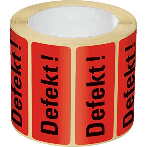 LEMAX® Organisationsetikett Defekt!, rot, Haftpapier, ablösbar, 50x20mm, 500/Rolle von LEMAX