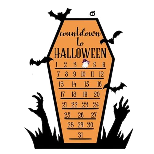 Halloween-Adventskalender 2024 | Sargförmiger Halloween-Countdown-Kalender Aus Holz Mit Abnehmbarem Block | 31 Tage Countdown Bis Halloween Tischkalender Ornament Dekoration Zubehör von Lembeauty