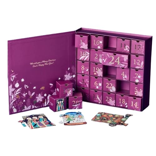 Puzzle Adventskalender 2024, Adventskalender 2024 Weihnachts Holz Puzzle Mit 24 Kästchen, 24 Tag-e Weihnachtskrippen Countdown Kalenderpuzzle Für Strumpffüller von Lembeauty