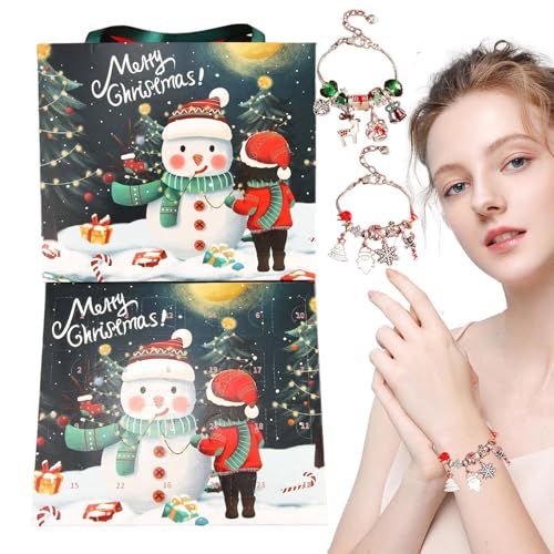 Weihnachts-Adventskalender-Armbänder 2024 für Mädchen,Adventskalender-Armbänder für Mädchen,Schmuckherstellungsset | 24 Tage Weihnachts-Countdown-Kalender-Armband-Set für Neujahr, Geburtstag von Lembeauty