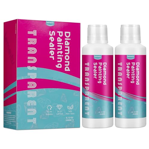 Lemeitu Diamond Painting Versiegelung, Schnell Trocknender Diamantkleber mit Schwammkopf, Diamond Painting Kleber für Glitzernde Bilder Anti-Shedding Versiegelung von Diamanten, Durchsichtig(240ml) von Lemeitu