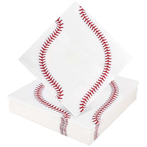 Baseball-Servietten, Einweg-Servietten – Mittagessen, Abendessen, Servietten für Unterhaltung, Sport, Motto-Party, Baseball, Geburtstag, Party-Dekorationen (33 x 33 cm), 60 Stück von Lemicin