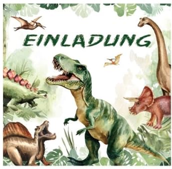 Lemicin Kindergeburtstag Einladungskarten Dino Partyeinladungen: 15 Dinosaurier Einladungskarten Kindergeburtstag Jungen Mädchen Kinder Dino Party Karten Aquarell Partyeinladungen von Lemicin