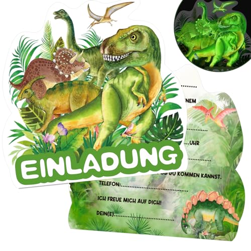 Lemicin Kindergeburtstag Einladungskarten Dino Partyeinladungen: 15 Dinosaurier Einladungskarten Kindergeburtstag Jungen Mädchen Kinder Dino Party Karten von Lemicin