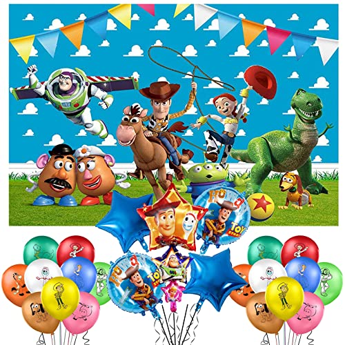 Geburtstag Deko Lemotoy 26Pcs Luftballon Spielzeug Hintergrund Für Kinder Theme Birthday Party Decorations Foto-Hintergrund Luftballons Kindergeburtstag Folienballons von Lemotoy