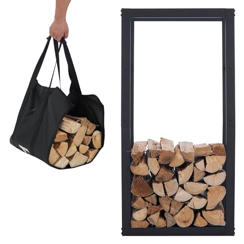 Steel Firewood rack 50x100cm black von Lendo Online