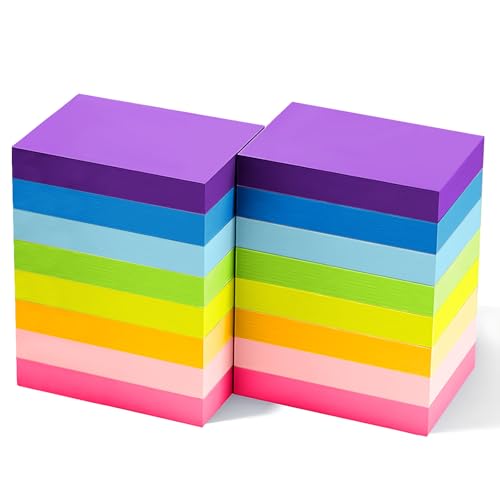 16 Stück Haftnotizen 51x38 mm, 8 Farbige Klebezettel Klein, Sticky Notes zum Beschriften, Wiederaufklebbar, Selbstklebende Haftnotizzettel für Schule Büro Zuhause Sitzung von Lenfuos