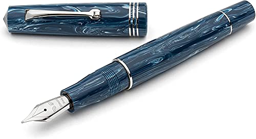 Leonardo Officina Italiana Momento Zero Blu Positano & Rhodium Füllfederhalter (extra fein) von Leonardo Officina Italiana