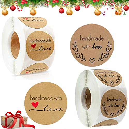 1000 Stück Geschenkaufkleber, Etiketten Selbstklebend, 1,49 zoll Kraft Aufkleber Weihnachten, Weihnachten Geschenksticker, Marmeladen Etiketten für DIY Backen, Briefumschlag, Geschenktüten Dekoration von Leonshco