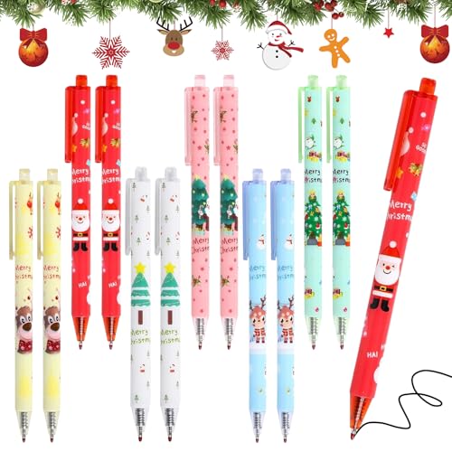 12 Stk. Druckkugelschreiber Weihnachten Set, Weihnachtskugelschreiber Vielzahl an Designs, Weihnachtsstifte Weihnachten Kugelschreiber Kreative Geschenke für Kinder Partytütenfüller, Schule & Büro von Leonshco