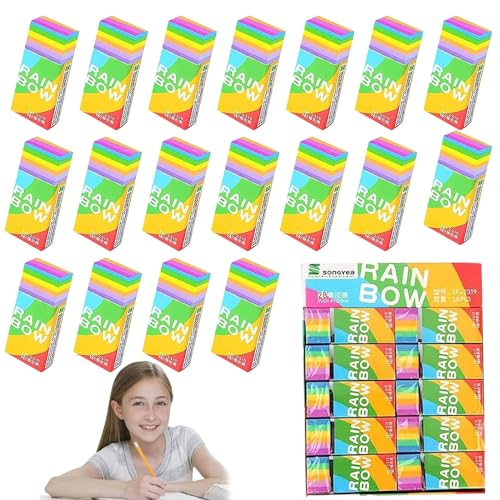 20 Stück Radiergummi Kinder 2b-Radierer, Würfel-Regenbogen-Eraser, Hochwertiger Weicher Radiergummis, Malerei-Radiergummi Set, Geeignet für Kinderpartys, Schulgeschenke, Skizzieren usw von Leonshco