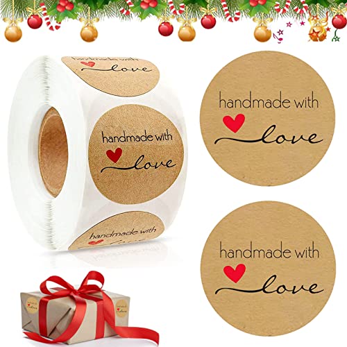 500 Stück Geschenkaufkleber, Etiketten Selbstklebend, 1,49 zoll Kraft Aufkleber Weihnachten, Weihnachten Geschenksticker, Marmeladen Etiketten für DIY Backen, Briefumschlag, Geschenktüten Dekoration von Leonshco