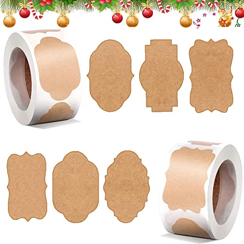 600 Stück Aufkleber Weihnachten, Weihnachten Geschenkaufkleber, Abdichtung Aufkleber, Homemade Kraftpapier Geschenkaufkleber, Weihnachten, Geschenksticker für Hochzeit von Leonshco