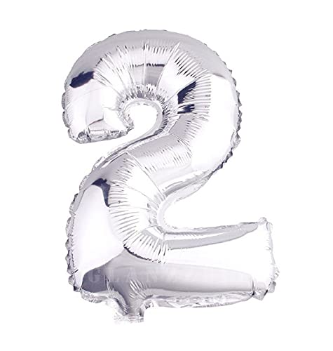 Lepep 40 cm Silber Luftballons Zahlen von 0 bis 9 Buchstaben von A bis Z Party Deko Ballons für Geburtstag Babydusche Brautparty Hochzeit Abschlussball Dekoration Folienballons (Zahl 2) von Lepep