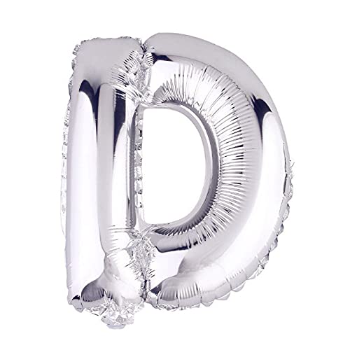 Lepep 45 cm Silber Luftballons Zahlen von 0 bis 9 Buchstaben von A bis Z Party Deko Ballons für Geburtstag Babydusche Brautparty Hochzeit Abschlussball Dekoration Folienballons (Buchstabe D) von Lepep