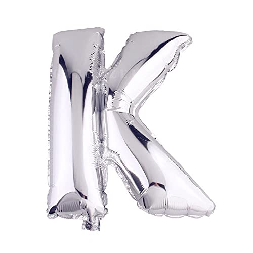 Lepep 40 cm Silber Luftballons Zahlen von 0 bis 9 Buchstaben von A bis Z Party Deko Ballons für Geburtstag Babydusche Brautparty Hochzeit Abschlussball Dekoration Folienballons (Buchstabe K) von Lepep