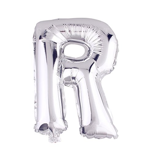 Lepep 40 cm Silber Luftballons Zahlen von 0 bis 9 Buchstaben von A bis Z Party Deko Ballons für Geburtstag Babydusche Brautparty Hochzeit Abschlussball Dekoration Folienballons (Buchstabe R) von Lepep