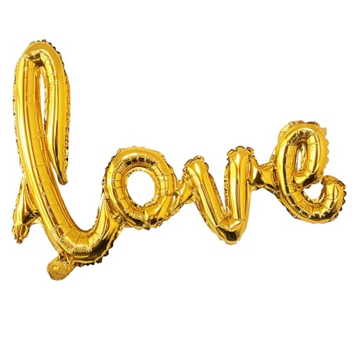 Lepep 52 x 74 cm Handschrift LOVE Ballon Banner Romantische Schriftzug Buchstaben Skript LOVE für Heiratsantrag Brautparty Hochzeit Party Dekoration (Gold) von Lepep