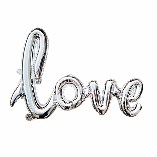 Lepep 60 x 85 cm Handschrift LOVE Ballon Banner Romantische Schriftzug Buchstaben Skript LOVE für Heiratsantrag Brautparty Hochzeit Party Dekoration (Silber) von Lepep