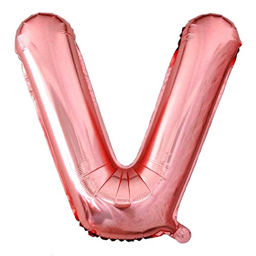 Lepep 85 cm Rose Gold Luftballons Zahlen von 0 bis 9 Buchstaben von A bis Z Party Deko Ballons für Geburtstag Babydusche Brautparty Hochzeit Abschlussball Folienballons Dekoration (Buchstabe V) von Lepep