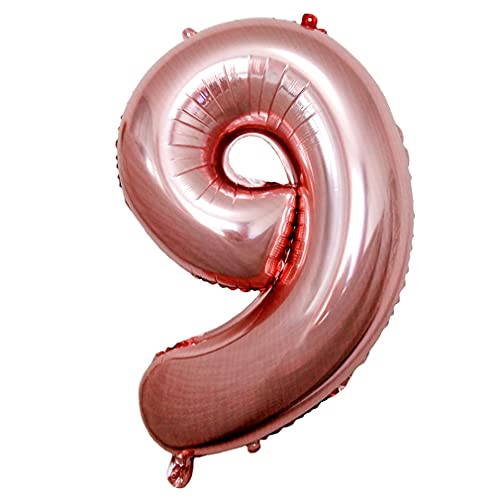 Lepep 85 cm Rose Gold Luftballons Zahlen von 0 bis 9 Buchstaben von A bis Z Party Deko Ballons für Geburtstag Babydusche Brautparty Hochzeit Abschlussball Folienballons Dekoration (Zahl 9) von Lepep