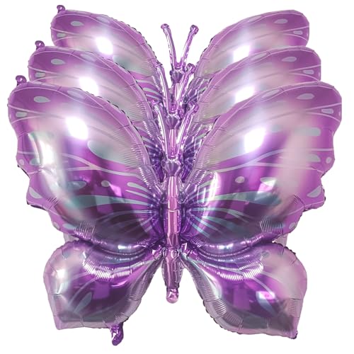 Lepep Große Schmetterling Aluminiumfolie Ballon Cartoon Hairpin Ballon Helium Flotation geeignet für Geburtstag Verlobungsfeier Dekoration niedliche Tier Party Garten Thema Party (Fuchsia 3pcs) von Lepep