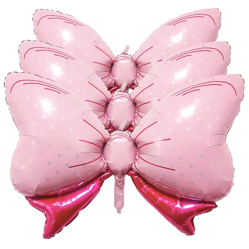 Lepep Großer Schmetterling Aluminiumfolie Ballon Cartoon Hairpin Ballon Helium Flowing geeignet für Geburtstag Verlobungsfeier Dekoration niedliche Tier Abend Party Garten Thema Party (Pink Spot 3pcs) von Lepep