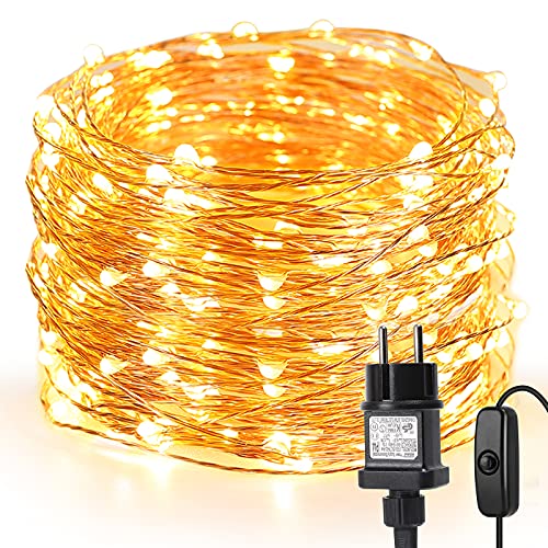 LE 20M LED Lichterkette Draht aus Kupferdraht, 200 LEDs, Wasserdicht IP65, Strombetrieben mit Stecker, Ideale Weihnachtsbeleuchtung für Außen, Innen, Zimmer, Party, Hochzeit Deko usw. Warmweiß von Lepro