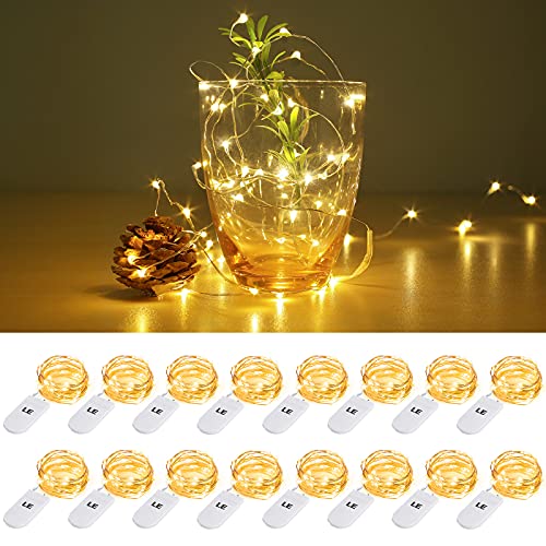 LE LED Lichterkette Batterie 1.2M, 16er 20LEDs Lichterketten aus Kupferdraht, IP65 Wasserdicht Drahtlichterkette für Weihnachten, Party, Innen, Außen, Hochzeit Deko, Warmweiß Weihnachtsbeleuchtung von Lepro