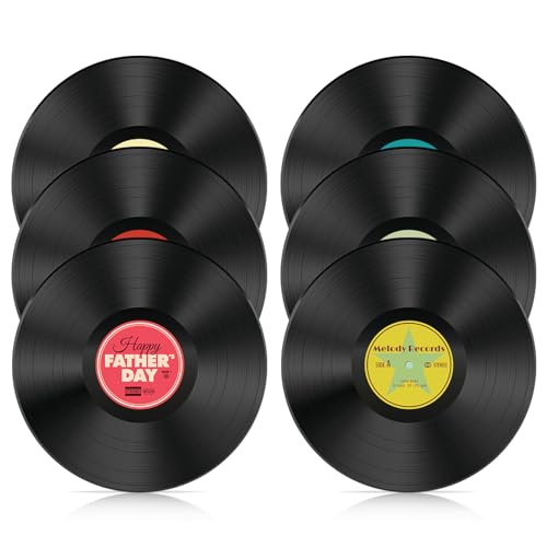 Leptetek 6 Stück echte Vinyl-Schallplatten (nicht blanko), 17,8 cm Vinyl-Schallplatten zum Basteln und Dekorieren, authentische Vinyl-Schallplatten-Dekorationen für ästhetische Wanddekoration, 70er-, von Leptetek