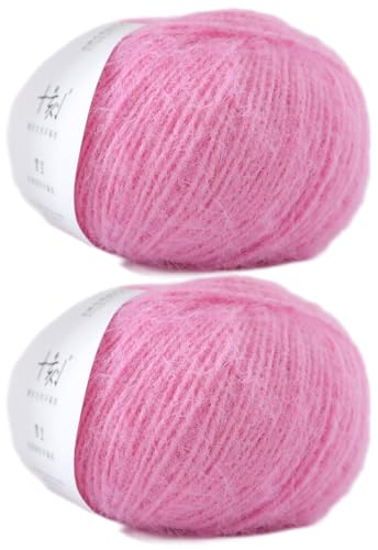 Lerchiyar Snowbaby Woll-Acryl-Mischgewebe, langfloriges Garn (Kammgarn), warmes und luxuriöses flauschiges Garn zum Stricken und Häkeln, für Mützen, Schals, Pullover, 100 g, 11-Barbie Pink von Lerchiyar