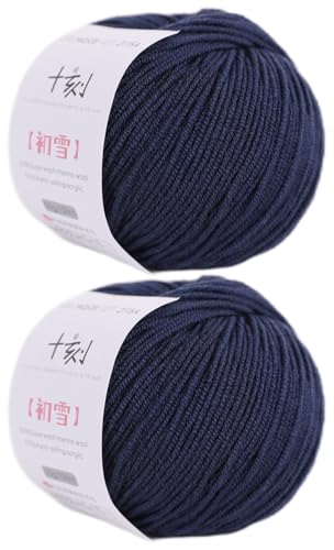 Superwash Merinowolle, Anti-Pilling, Sportgewicht, zum Stricken und Häkeln, für Schals, Pullover, 100 g, (Pro Knäuel 49,9 g, 150 Yards), Marineblau von Lerchiyar