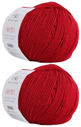 Superwash Merinowolle, Anti-Pilling, Sportgewicht, zum Stricken und Häkeln, für Schals, Pullover, 100 g, (Pro Knäuel 49,9 g, 150 Yards) Rot von Lerchiyar