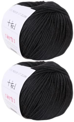 Superwash Merinowolle, Anti-Pilling, Sportgewicht, zum Stricken und Häkeln, für Schals, Pullover, 100 g, (Pro Knäuel 49,9 g, 150 Yards) - Schwarz von Lerchiyar