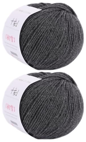 Superwash Merinowolle, Anti-Pilling, Sportgewicht, zum Stricken und Häkeln, für Schals, Pullover, 100 g, (pro Knäuel 49,9 g, 150 m) - Dunkelgrau von Lerchiyar