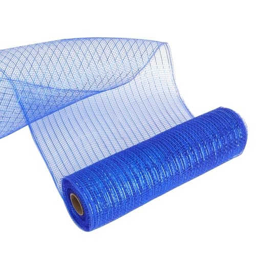 Blaues Netzband, Dekonetz, 25,4 cm Rollen, Metallic-Blau mit blauer Folie, Weihnachtsband von Lerdrtuin