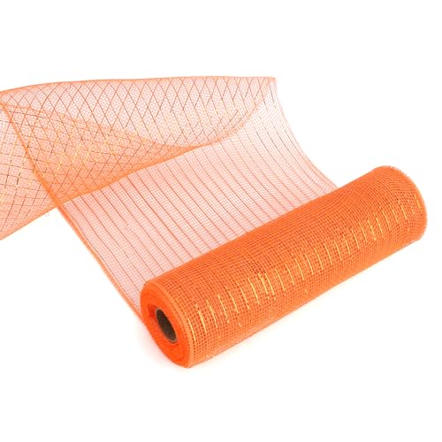 Orangefarbenes Netzband, Deko-Mesh, 25,4 cm Rollen, Metallic-Orange mit orangefarbener Folie, Weihnachtsband von Lerdrtuin