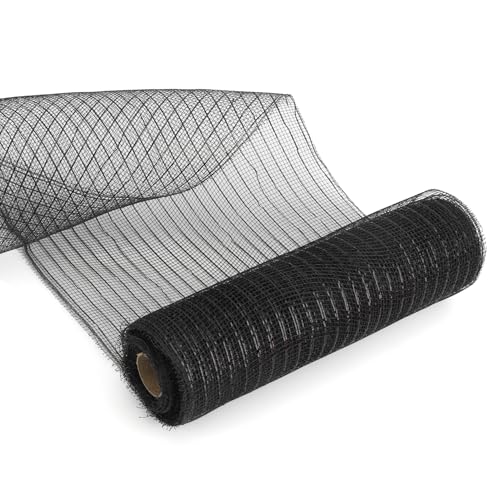 Schwarzes Netzband, Deko-Mesh-Rollen, 25,4 cm, Metallic-Schwarz mit schwarzer Folie, Weihnachtsband von Lerdrtuin