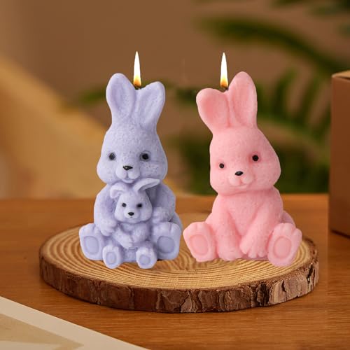 2 Stück Osterhase Silikonformen Gießformen, Silikonform Ostern, 3D Ostern Silikonform Hase, Osterhase Kerzenformen zum Gießen, Osterhase Gießformen Silikon für DIY Kerzen, Handwerk, Gips (A+B) von Lergas