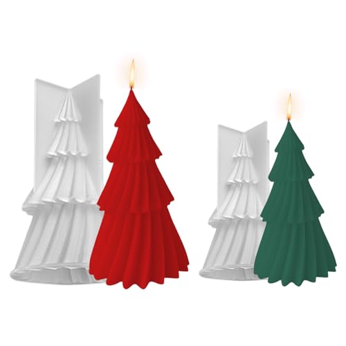 2 Stück Silikonform Weihnachten, 3D Weihnachtsbaum Kerzenform Silikon, Weihnachten Silikonform Kerzen, DIY Weihnachtsbaum Kerzengießformen für Weihnachten Deko, Kerzenherstellung, Kunsthandwerk von Lergas