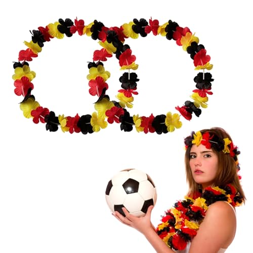 Deutschland Fanartikel Blumenkette, EM 2024 Fanartikel Deutschland Girlande, Europameisterschaft Fanartikel Frauen & Männer, Deutschland Blumenkette für Fan Foto Requisiten und Party Deko (2 Stück) von Lergas